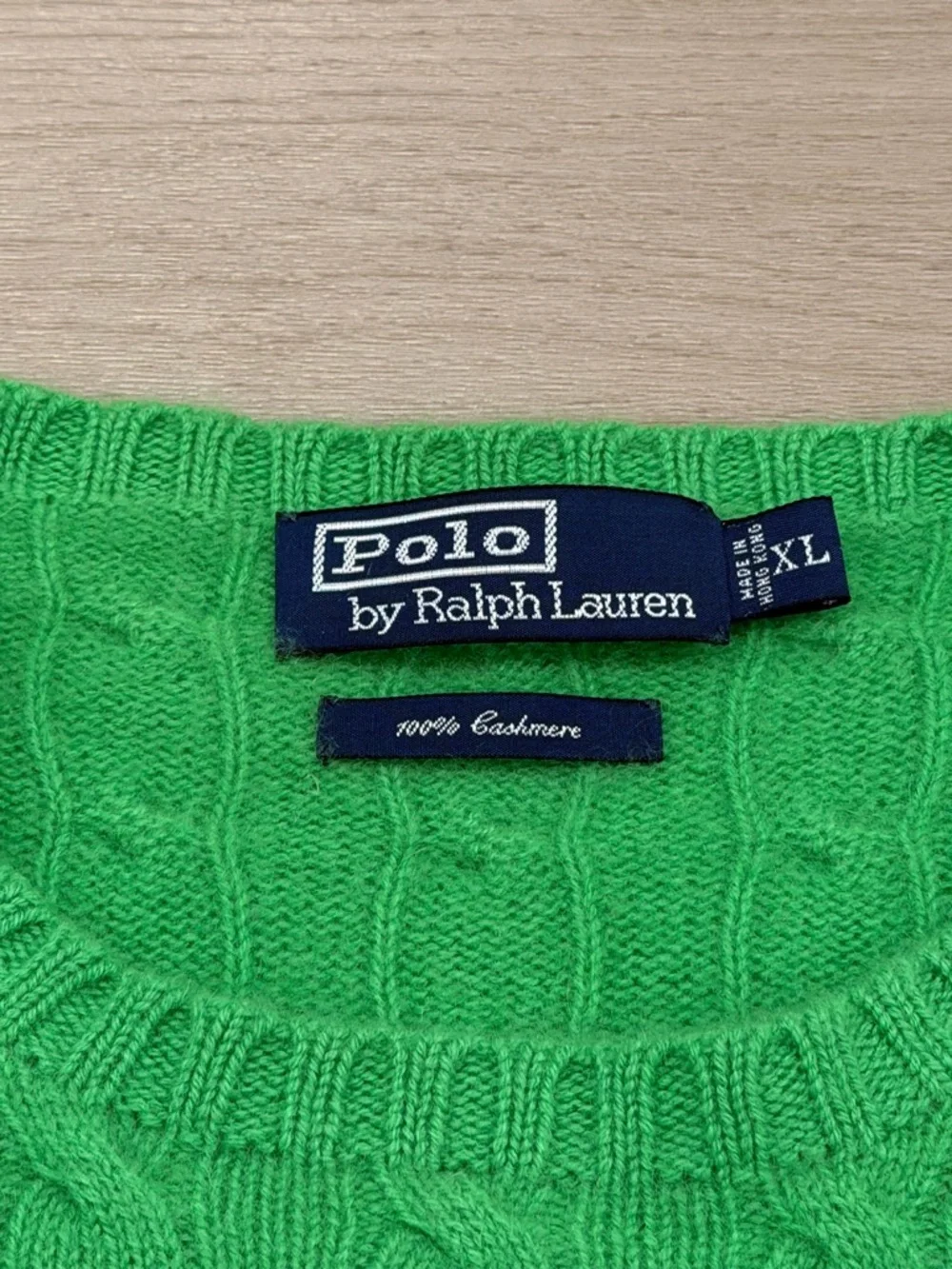 $498 Polo Ralph Lauren Men's The Iconic Cable-Knit Cashmere Jumper, Green, XL